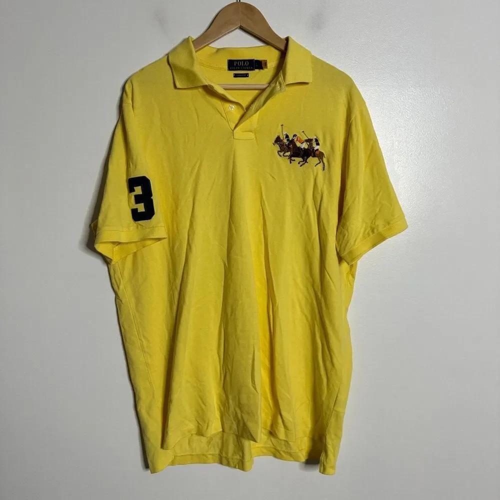 Polo Shirt Mens XL Yellow Short‎ Sleeve Cotton